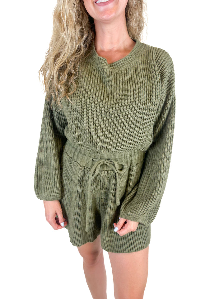 Petal & Pup Green Knit Romper (L)
