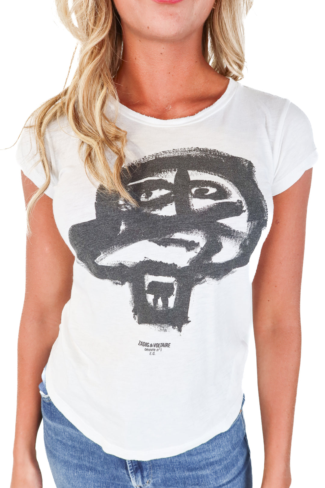 Zadig & Voltaire White/Black Graphic Tee (S)