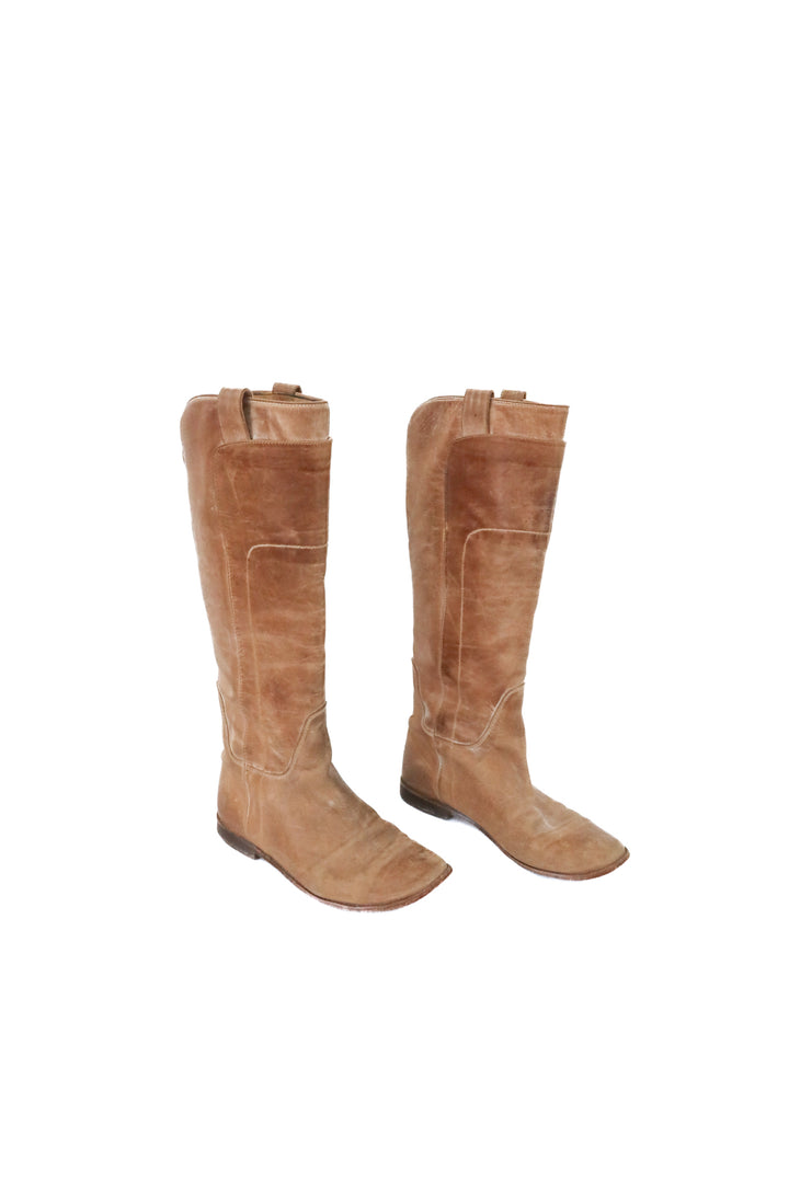frye tan leather boots (9; retails $498)