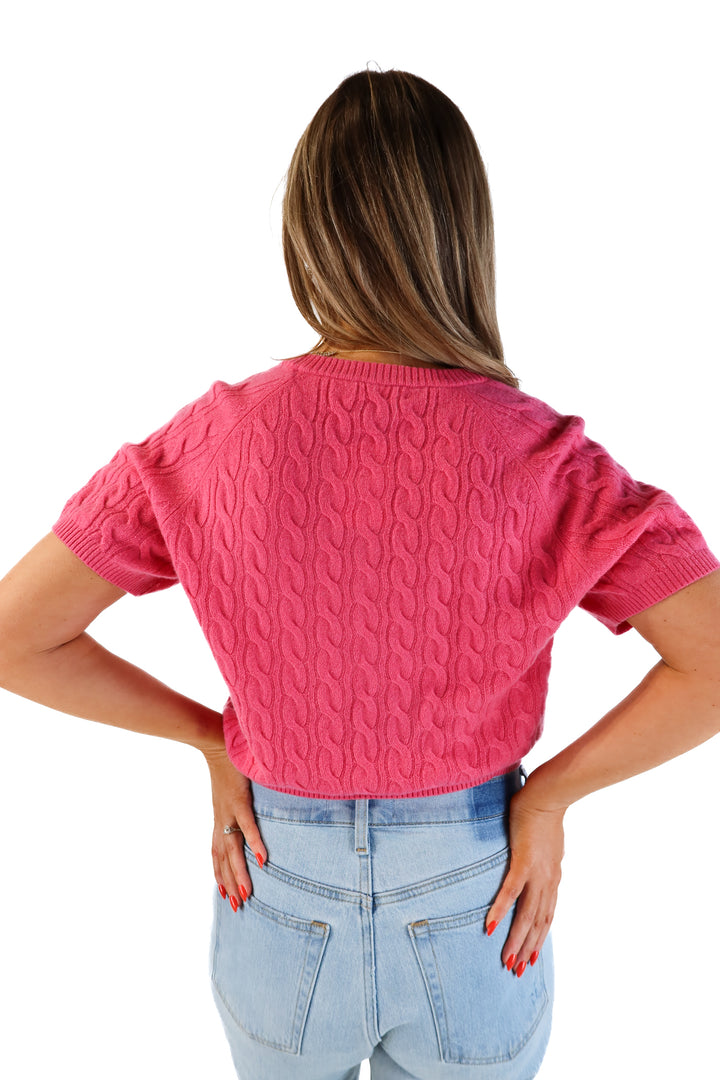 J.crew pink cashmere short sleeve top (L; retail $158)