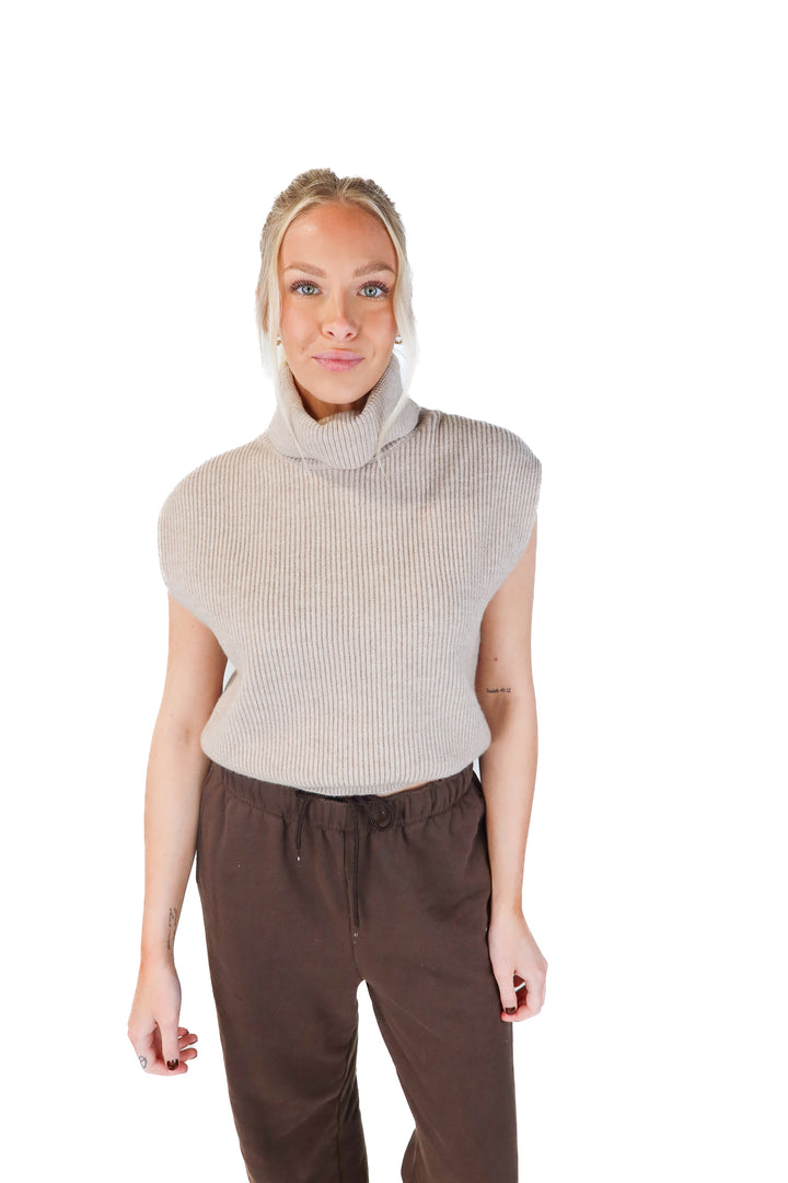 Wayf light taupe mock neck sweater NWT (M)