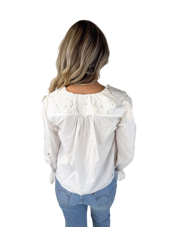 SOLD: Free People Ivory Floral Blouse (XS)