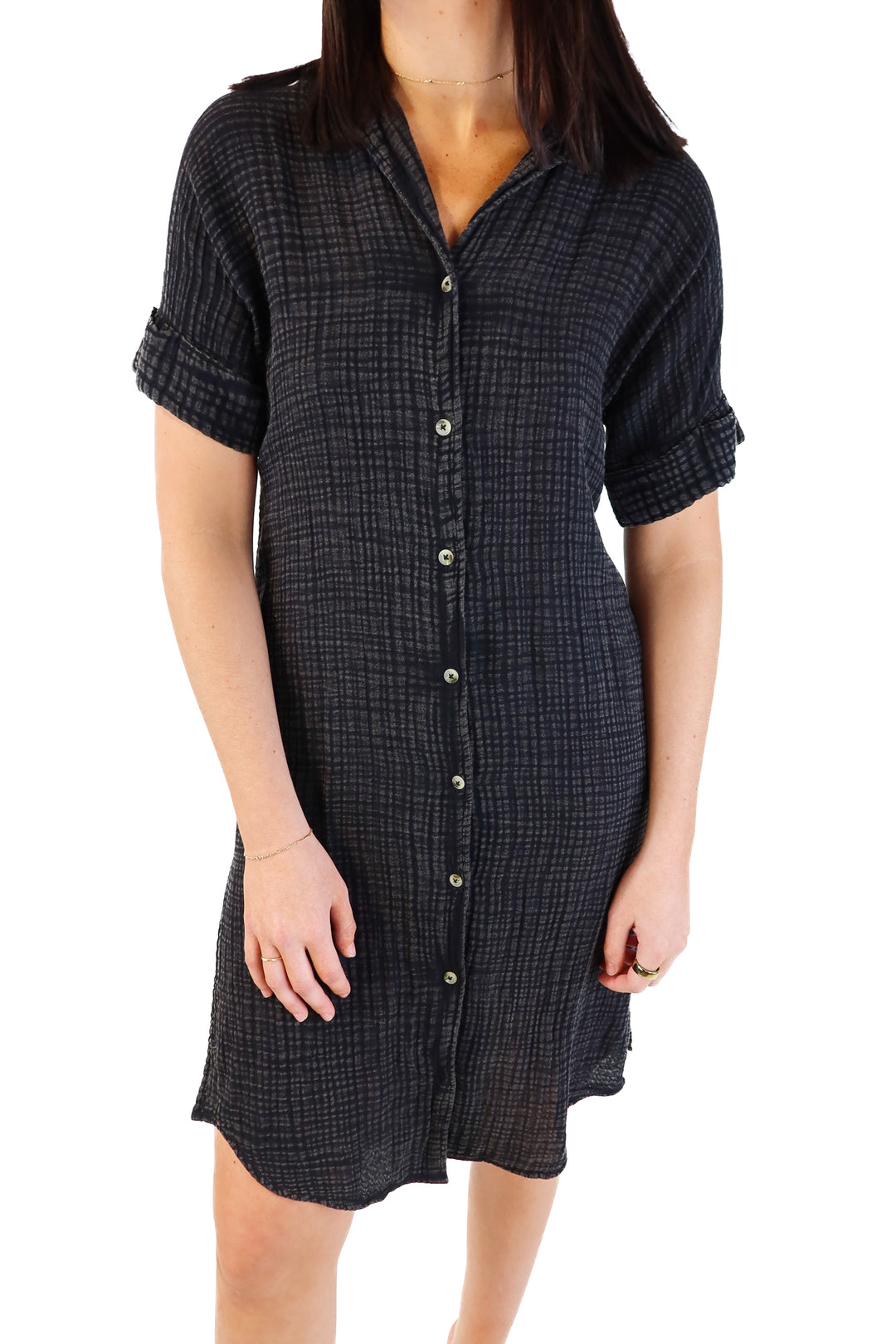 Anthropologie grey gauze shirt dress (s)