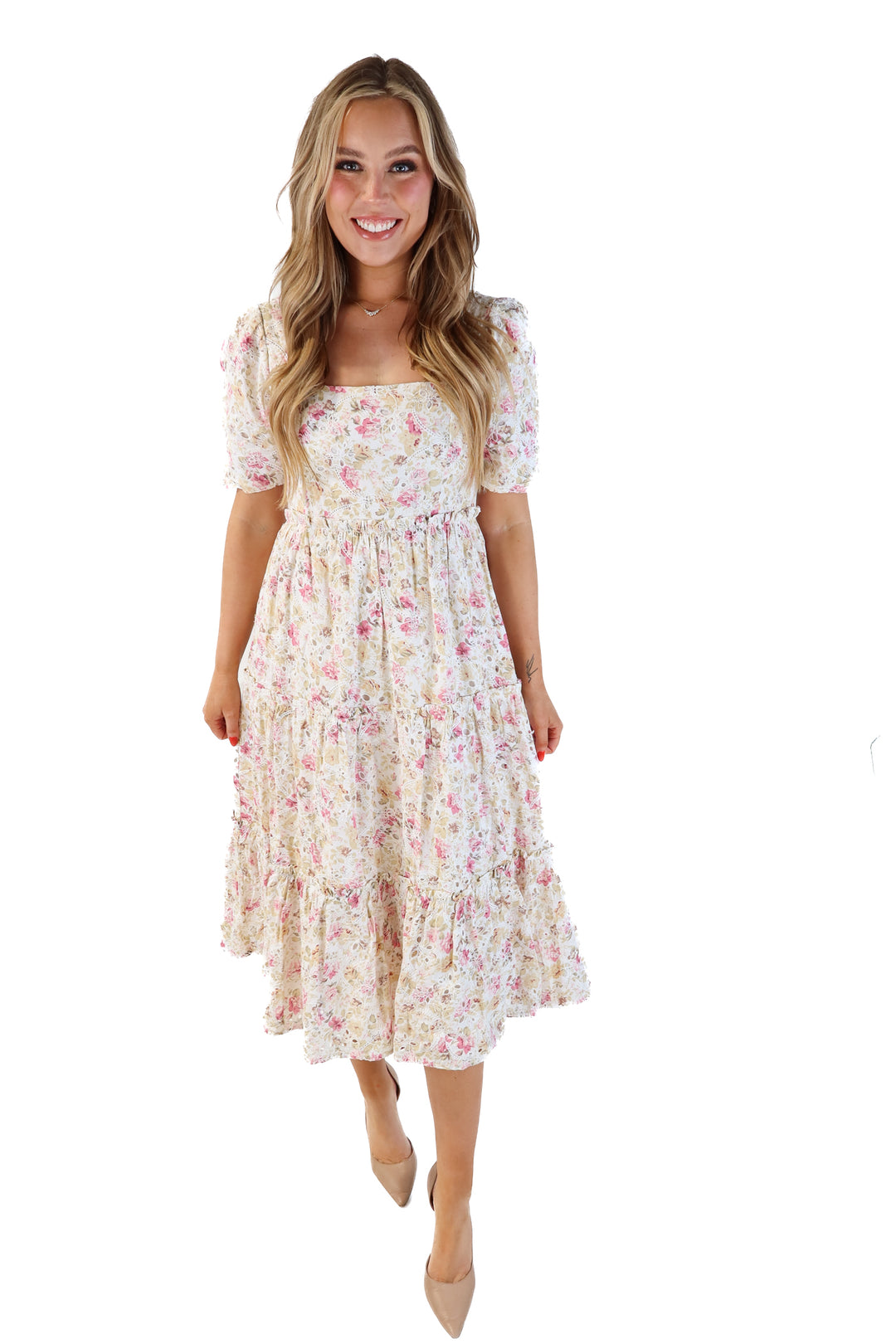 Just me pink floral maxi dress (s)