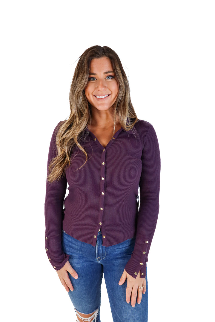 Nation purple button up sweater NWT (m; retails for $198)