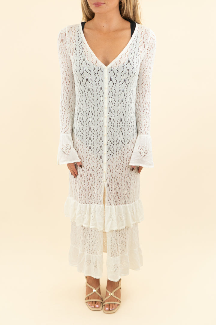 spell cream knit long sleeve dress overlay (s)