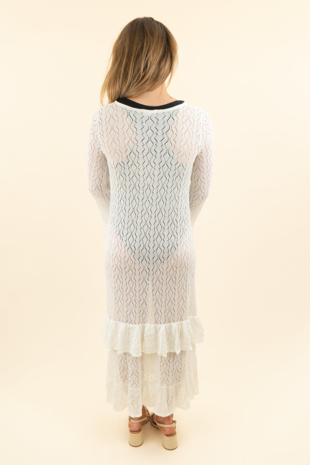 spell cream knit long sleeve dress overlay (s)
