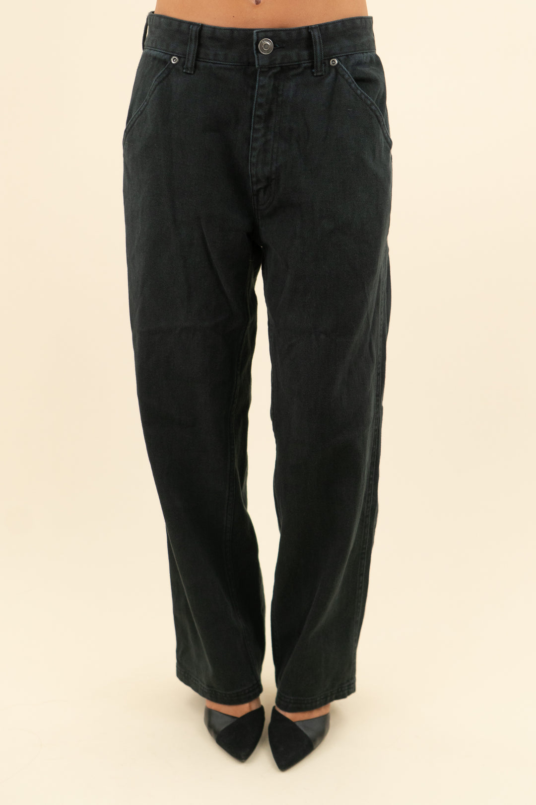 elwood black wide leg jeans (s)