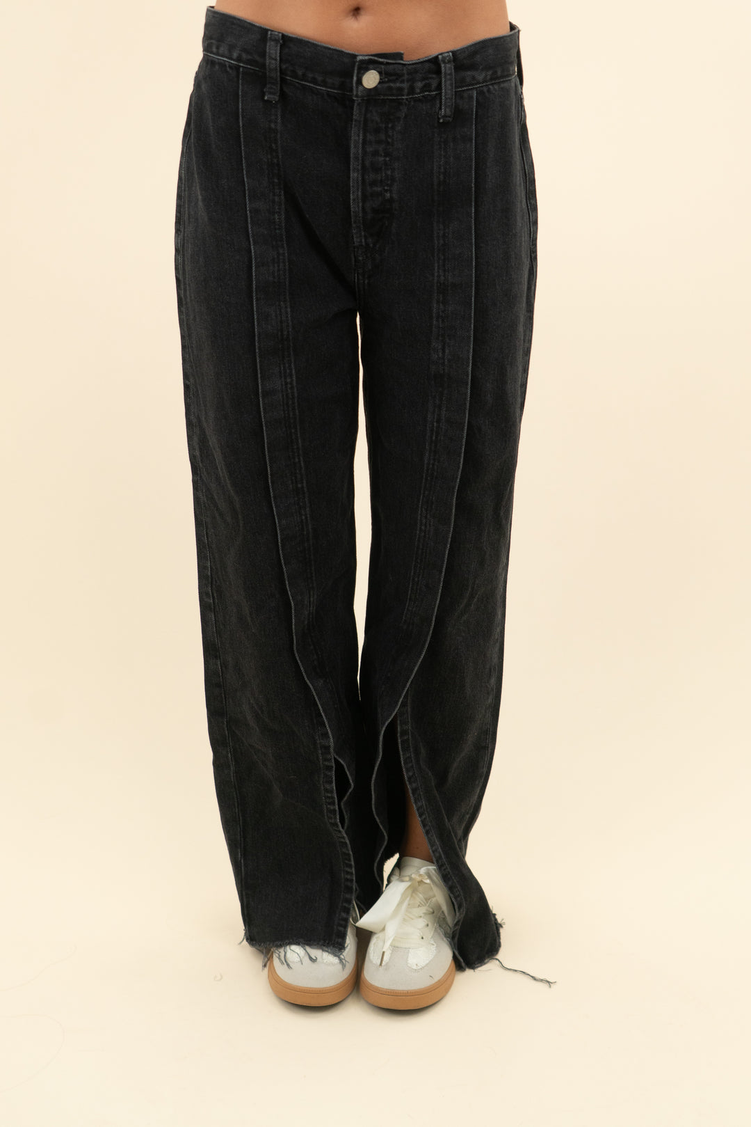 etica black wide leg raw hem jeans (25)