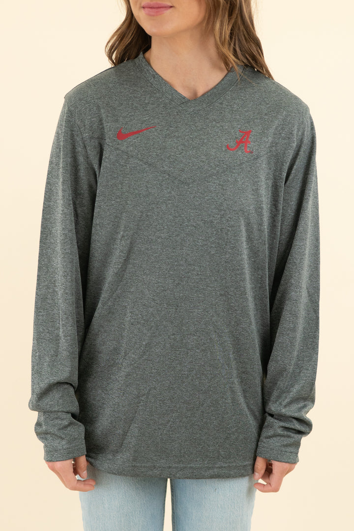 AUCTION nike grey alabama logo long sleeve dri fit shirt (s)