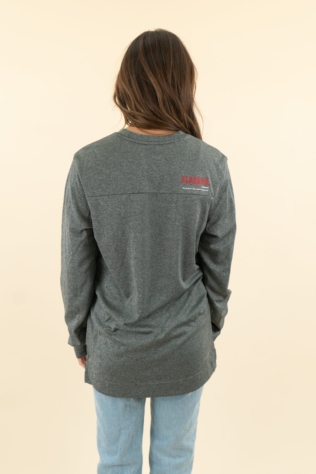 AUCTION nike grey alabama logo long sleeve dri fit shirt (s)