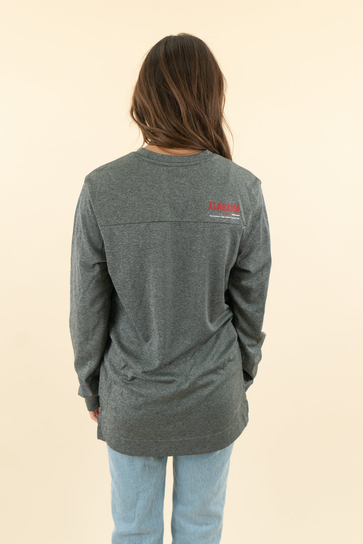 AUCTION nike grey alabama logo long sleeve dri fit shirt (s)