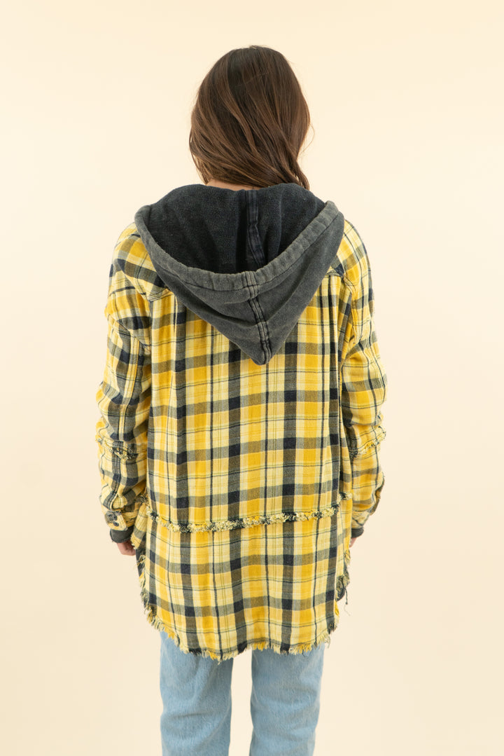 AUCTION we the free yellow plaid oversized flannel (s)