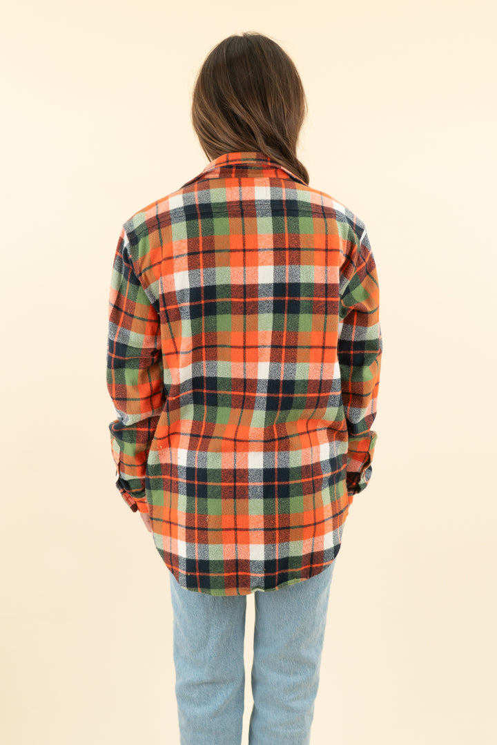 AUCTION hunt club orange plaid flannel (m)