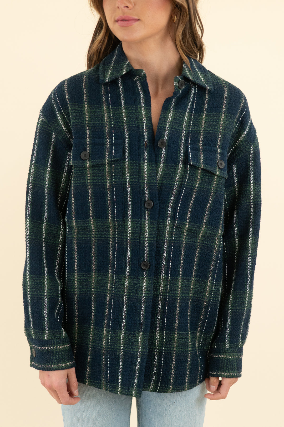 babaton button up tweed shirt jacket (s; retail $138)