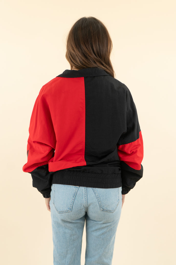 fila x urban outfitters black/red bomber jacket (s; retail $75)