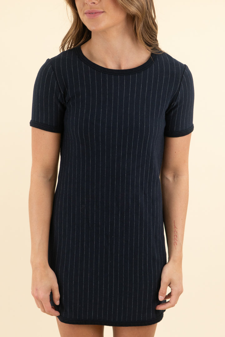 bailey/44 navy pinstripe t-shirt dress (s; retail $60)