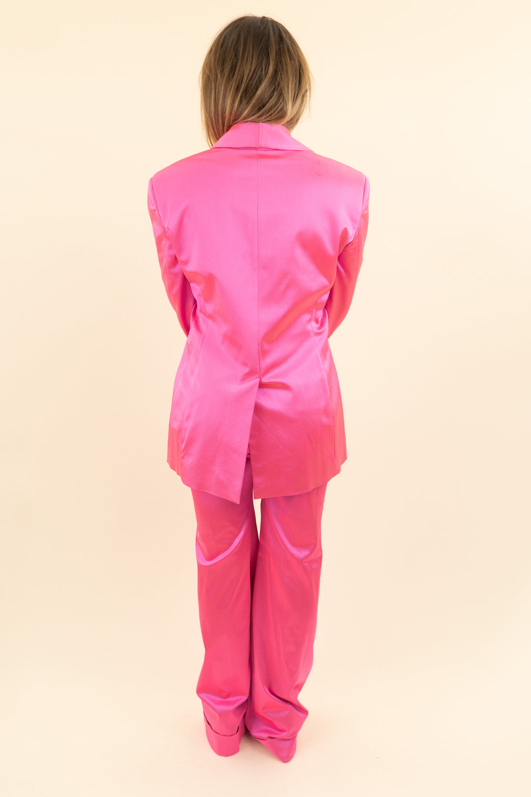 house of holland pink metallic vest, blazer and pants set (4; retail $424)