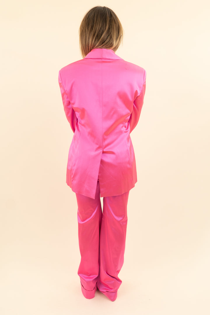 house of holland pink metallic vest, blazer and pants set (4; retail $424)