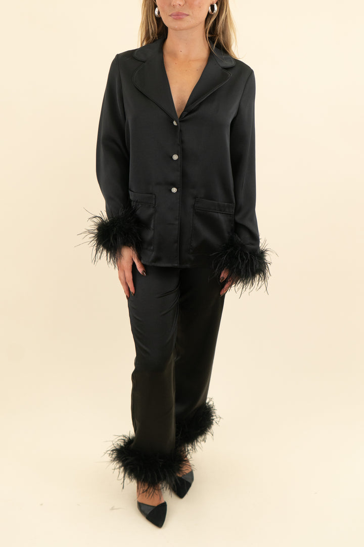 nadine merabi black darcie pj set nwt (s; retail $305)