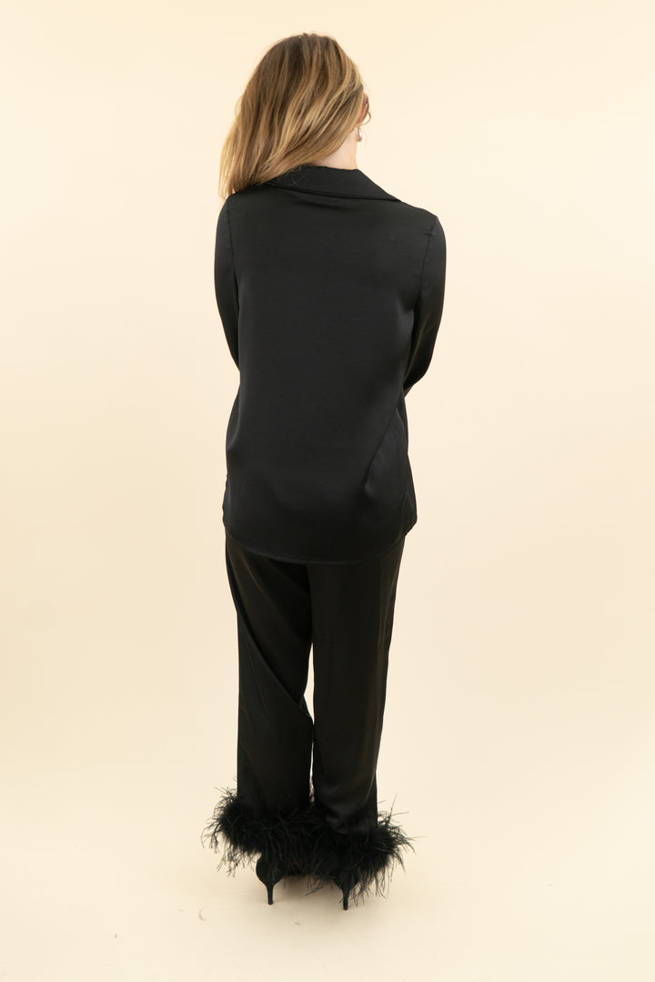 nadine merabi black darcie pj set nwt (s; retail $305)