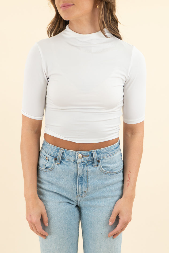h&m white short sleeve turtleneck top (xs)