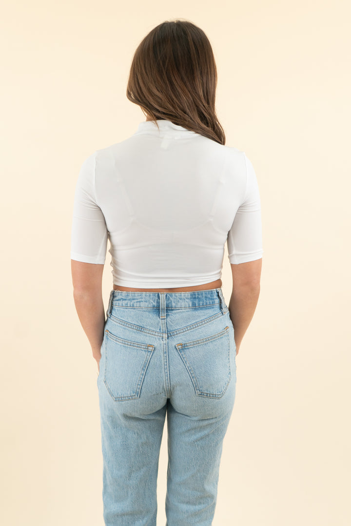 h&m white short sleeve turtleneck top (xs)