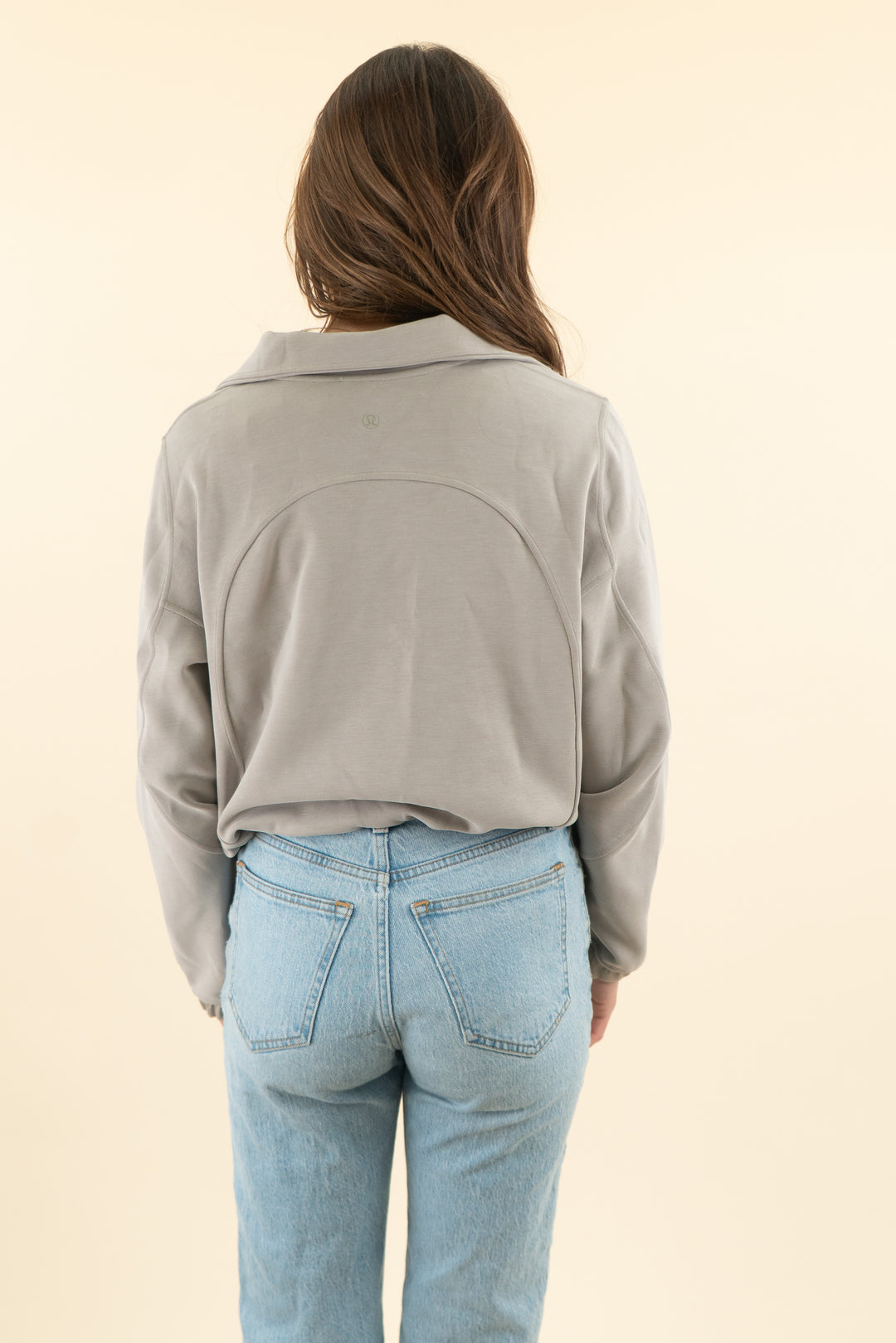 lululemon light taupe cinch bottom quarter zip (4)