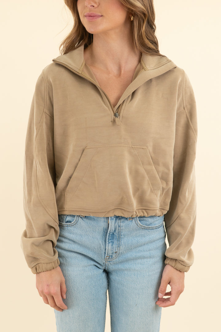 lululemon caramel cinch bottom quarter zip (4)