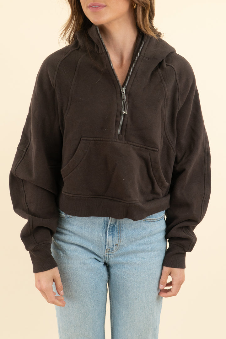lululemon dark brown quarter zip scuba (xs/s)