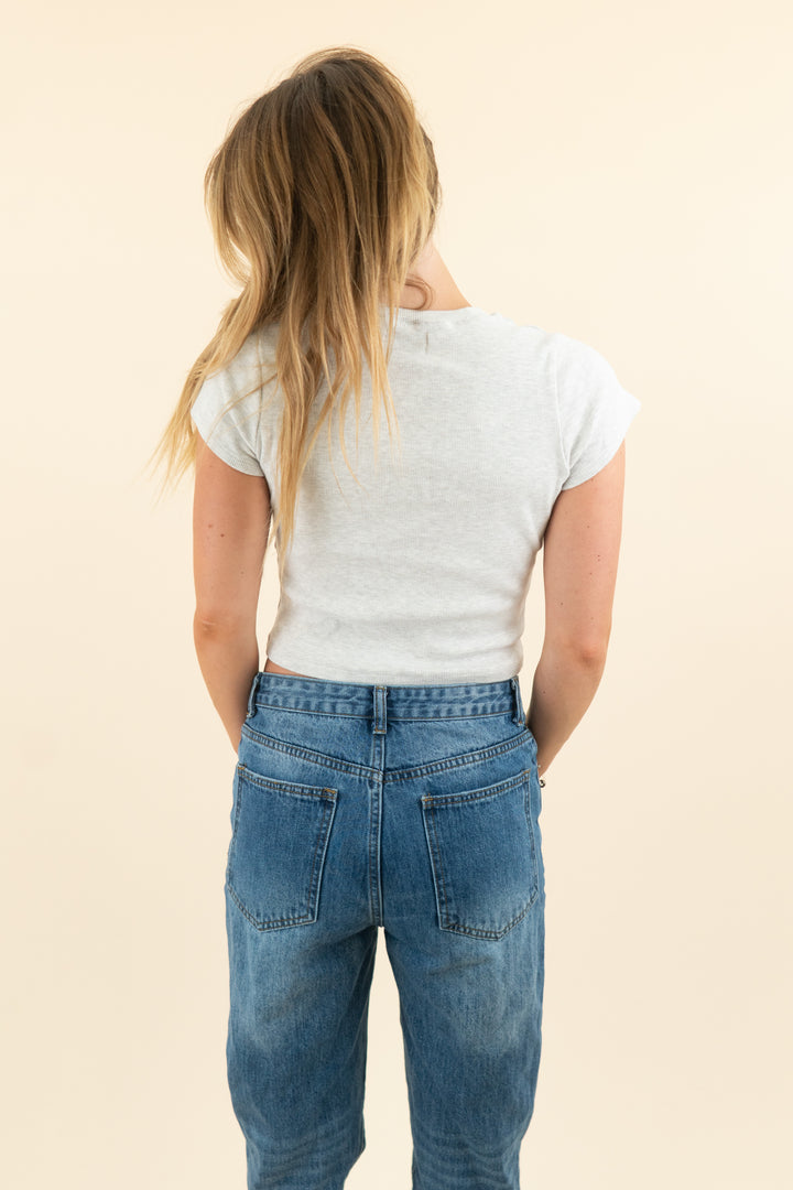 tribe kelley light grey ribbed baby tee (s)