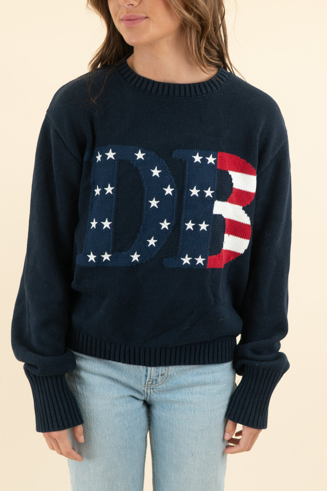 dairy boy navy american flag "db" sweater (s)