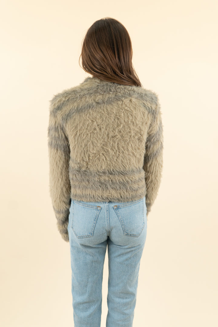 house of harlow tan fur sweater (s)