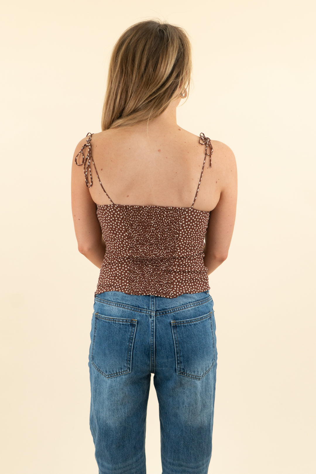 reformation brown polka dot sleeveless top (4)