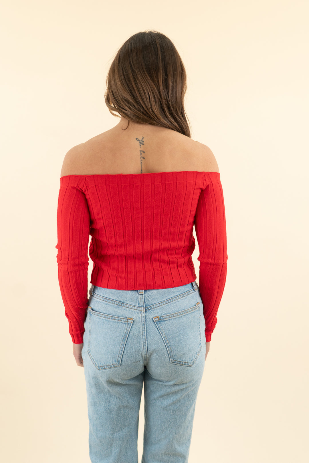 lovers and friends red knit rose applique long sleeve top (s)