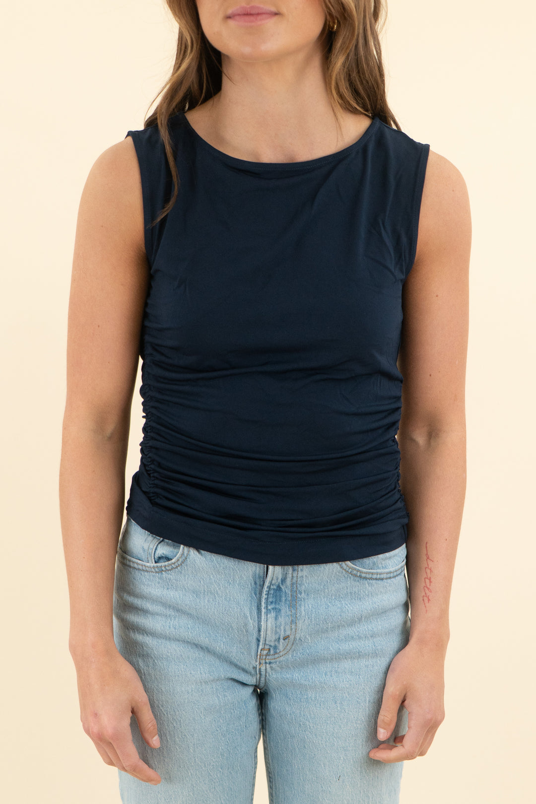 derek lam navy ruched tank (S)