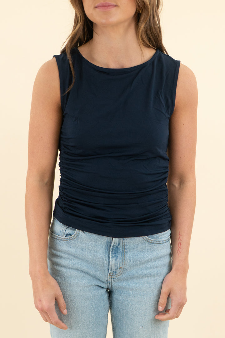 derek lam navy ruched tank (S)