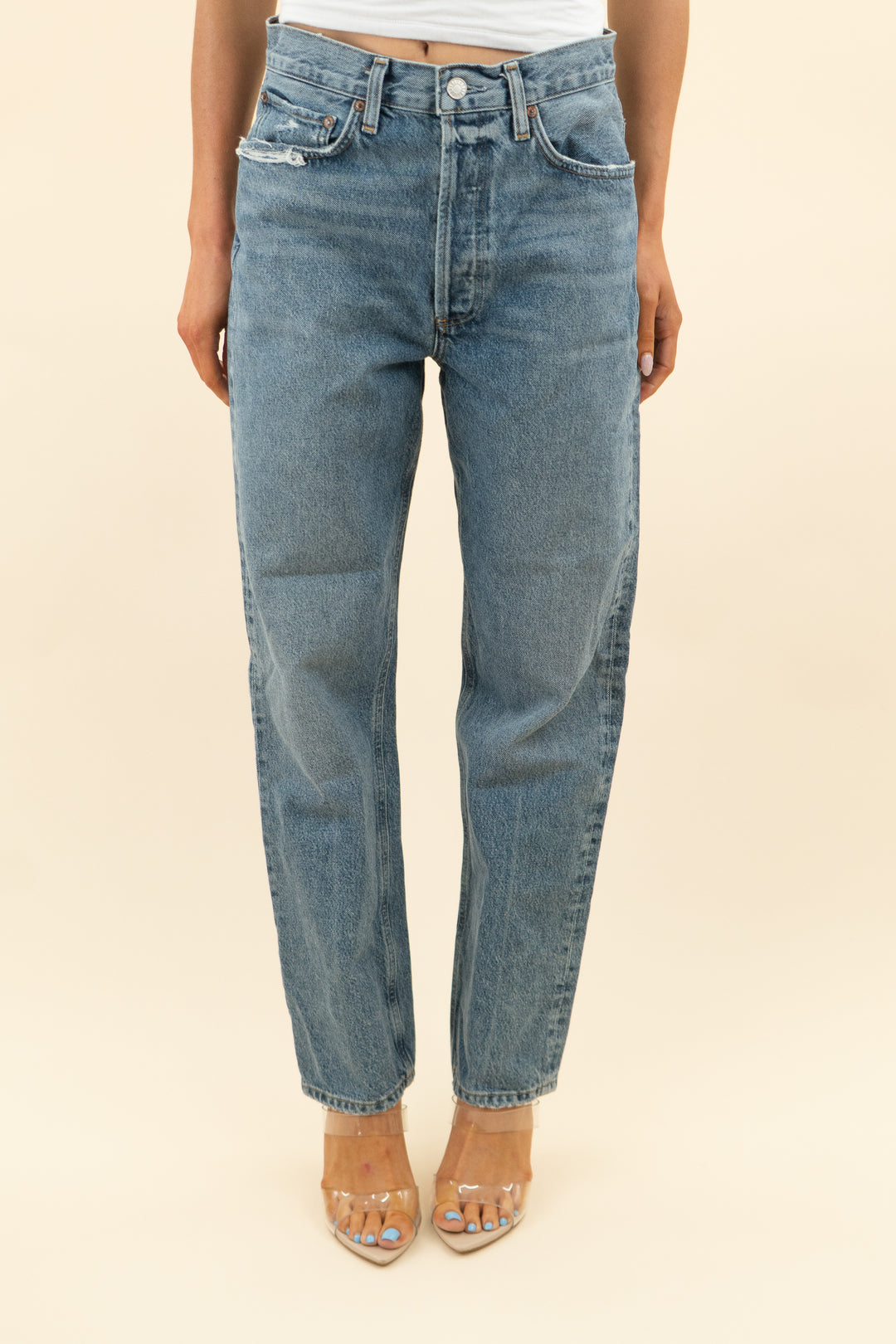 agolde medium wash wide leg jeans (27)