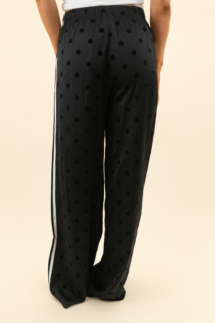 adidas black polka dot track pants nwt (s; retail $85)