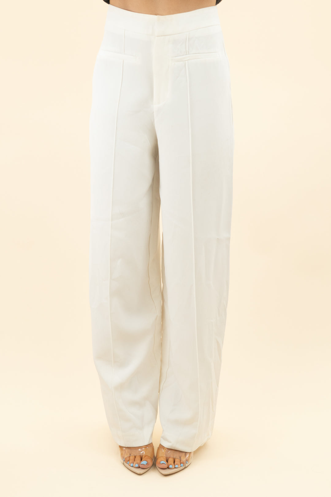 showpo white wide leg dress pants (2)