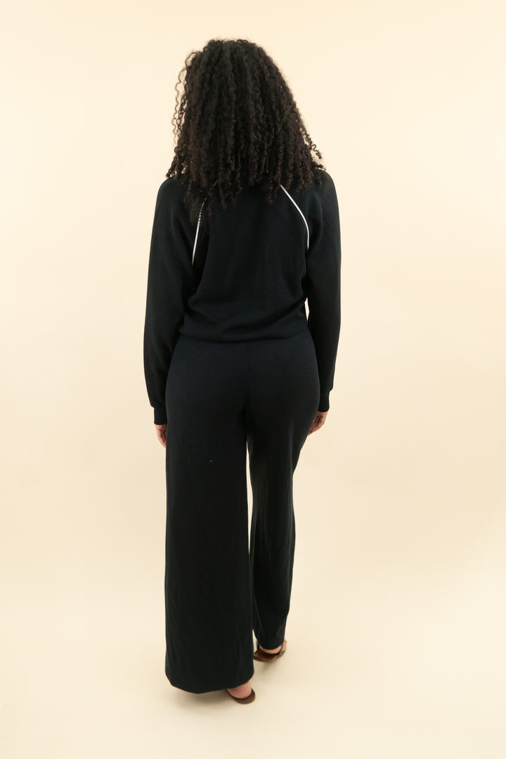 spanx black w/ white piping jumpsuit (m; retail $158)