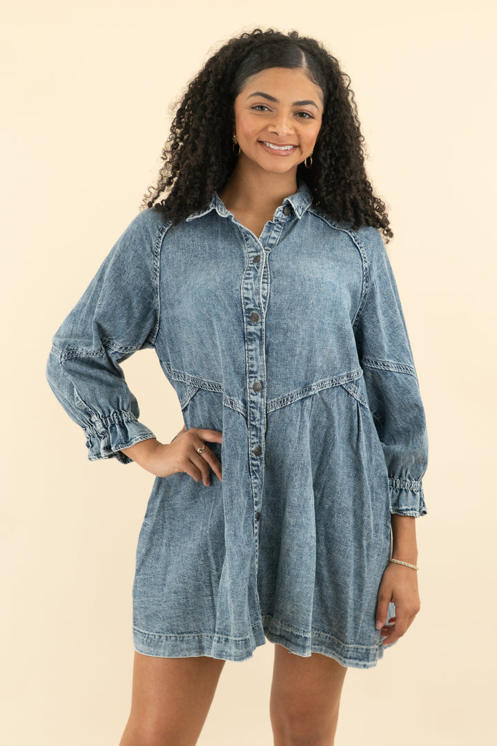 we the free chambray shirtdress (s; retail $128)