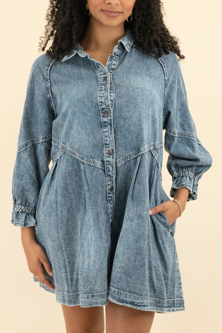 we the free chambray shirtdress (s; retail $128)