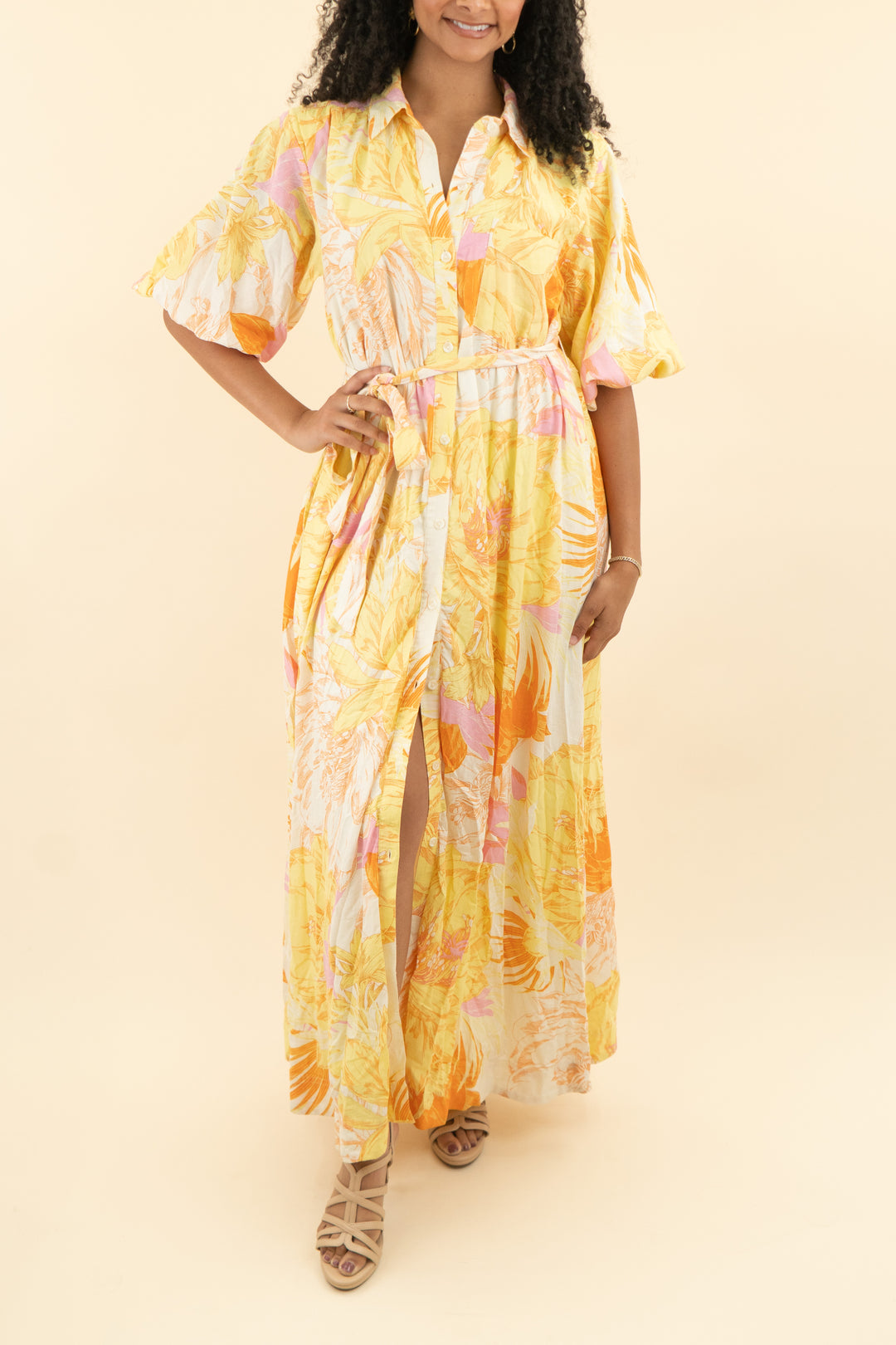 maeve yellow & orange floral shirtdress (s; retail $188)