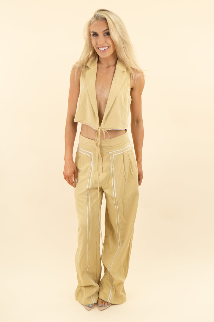osis mustard yellow canvas pants and vest set (s)