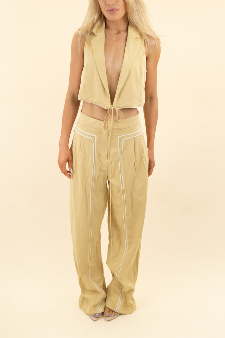 osis mustard yellow canvas pants and vest set (s)