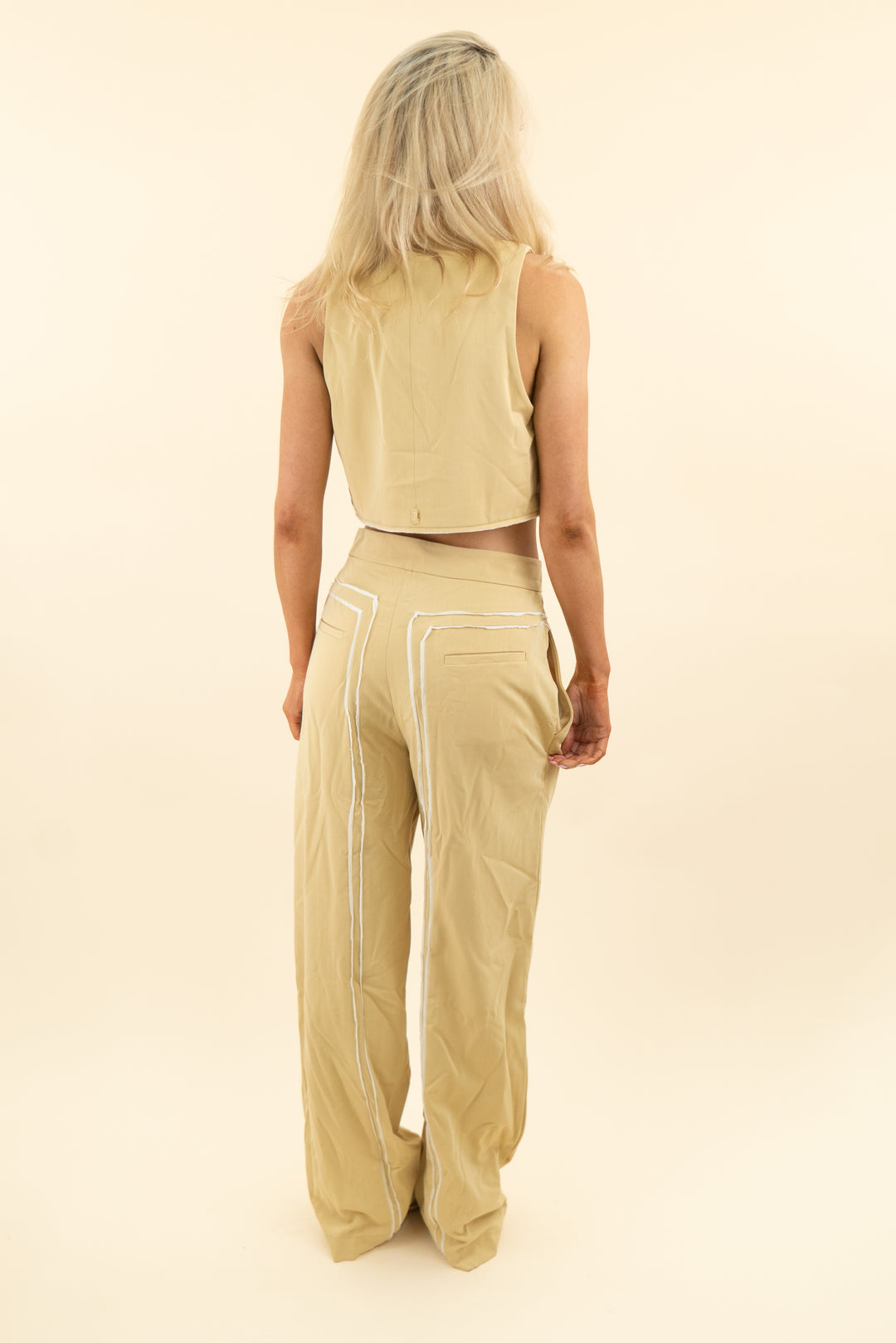 osis mustard yellow canvas pants and vest set (s)