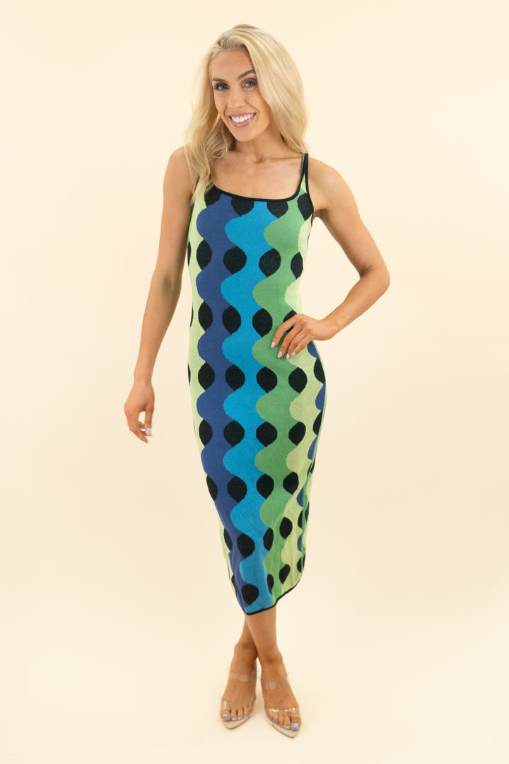 another girl blue green patterned knit sleeveless midi dress (4)