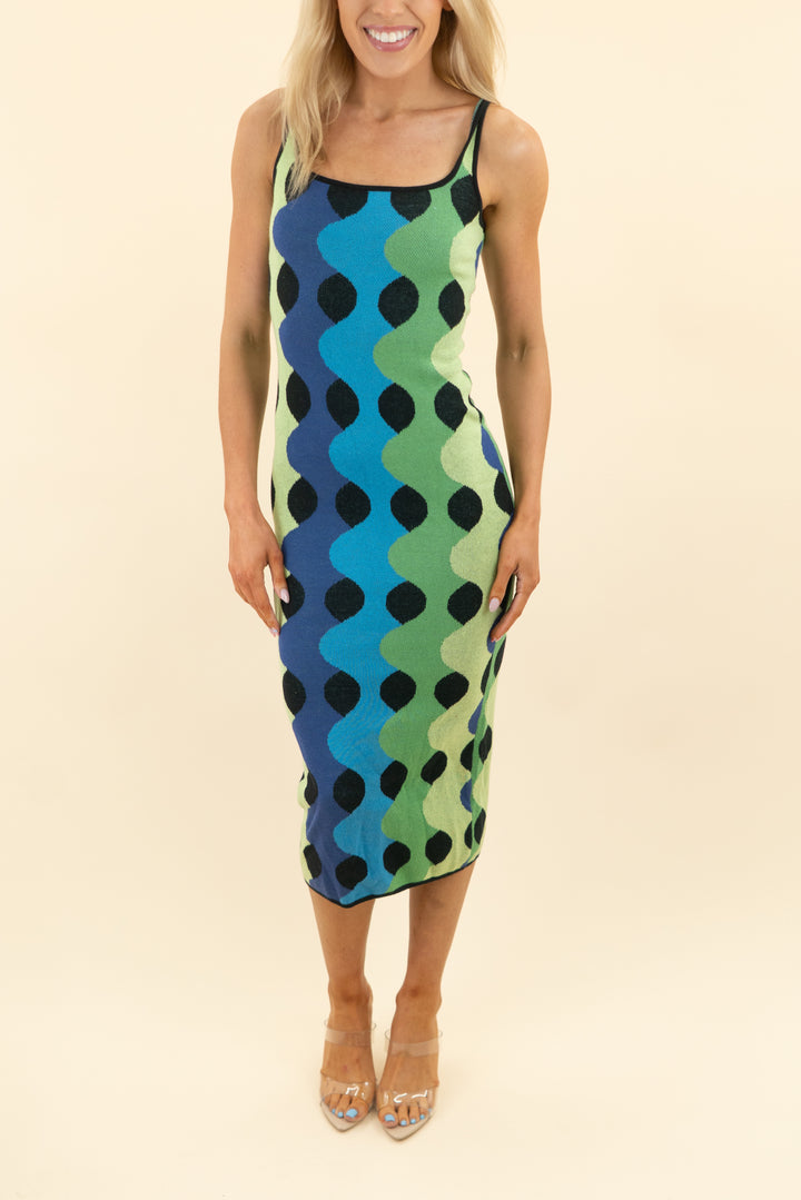 another girl blue green patterned knit sleeveless midi dress (4)