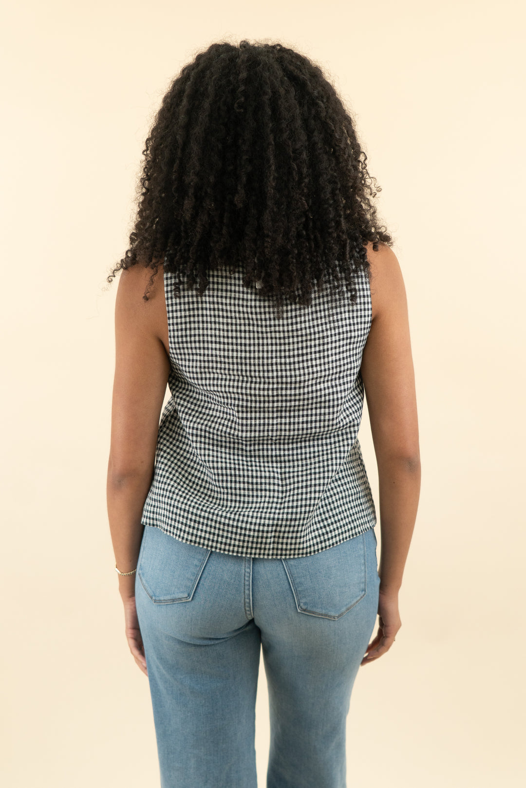 reformation black and white plaid vest top (s; retail $176)